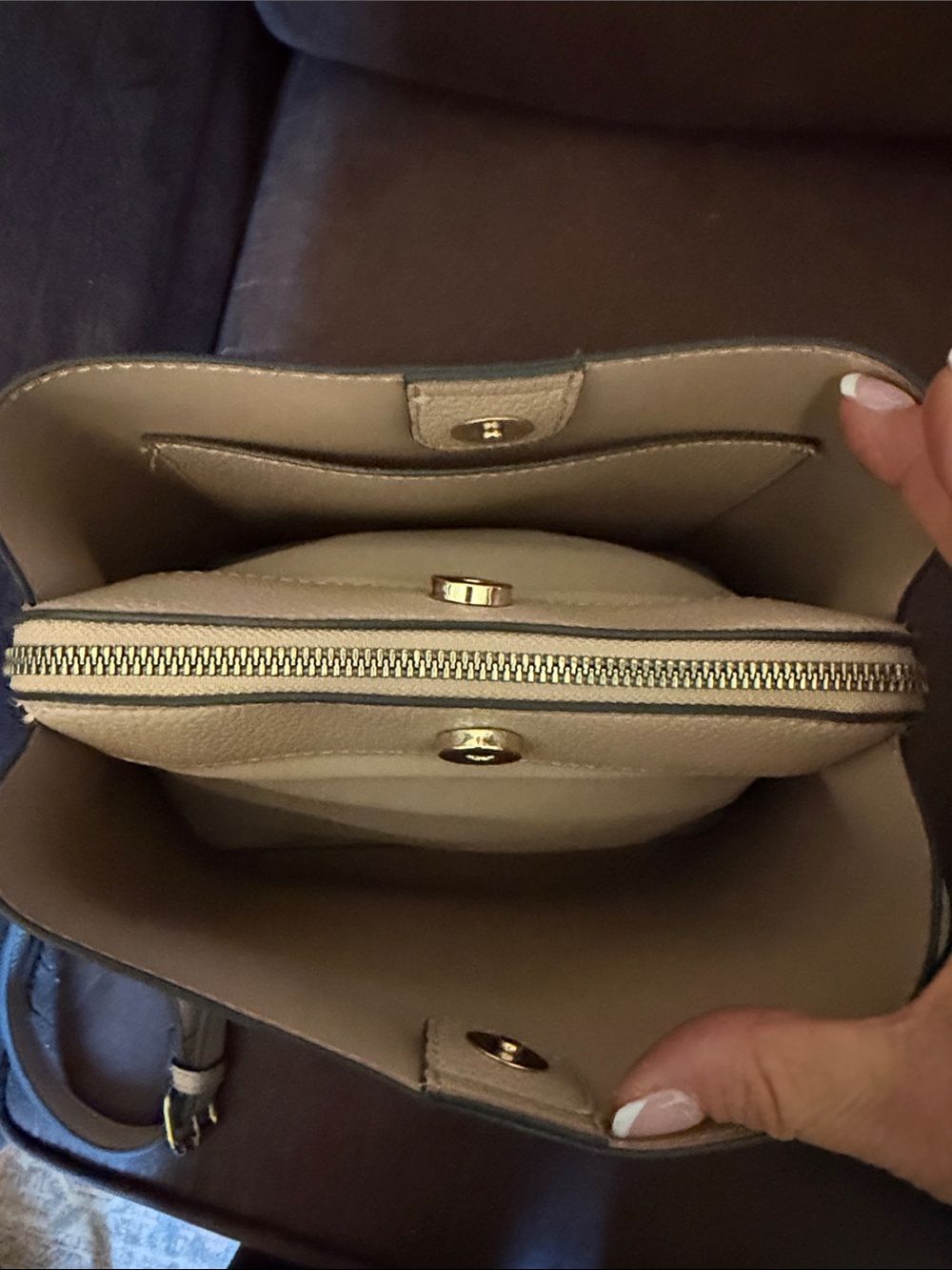 Nanette Lepore Cream Pebbled Leather Crossbody - Picture 3 of 8